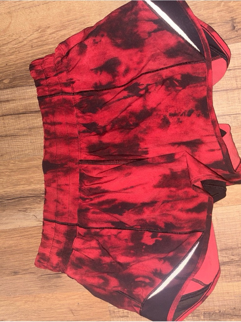 lululemon athletica Red and Black Tie-Dye Athletic Shorts